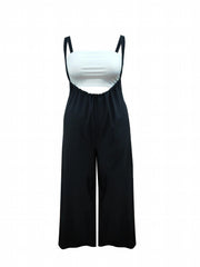 Solid Tube Bra & Wide Leg Overalls Set