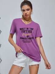 Fifties Print V Neck T-Shirt Sports Fitness Top