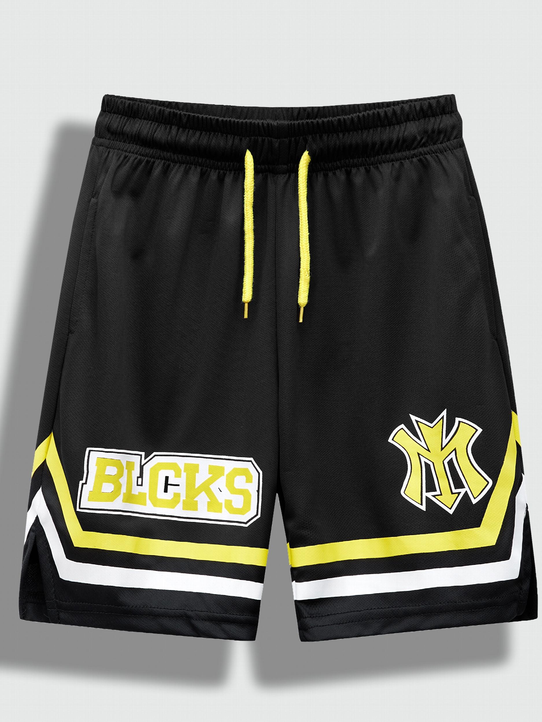 Letter Print Boys Active Shorts Quick-dry Drawstring Sports Shorts