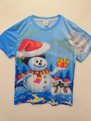 Christmas Snowman Print Men's Graphic T-shirt Casual Comfy Tees