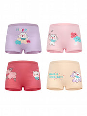 4pcs Girl's Bear Boxer Briefs Cotton Underwear Kid's Underpants