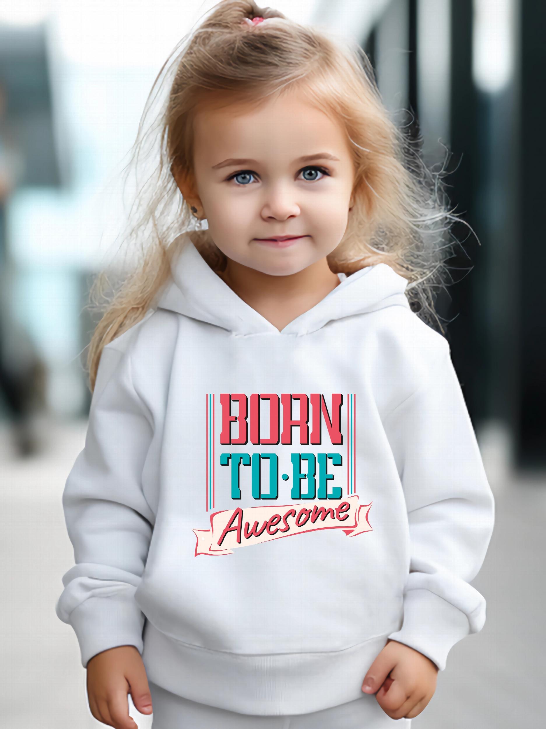 2pcs Girls Hoodies Jogger Pants Set Born To Be Awesome Print Outfits