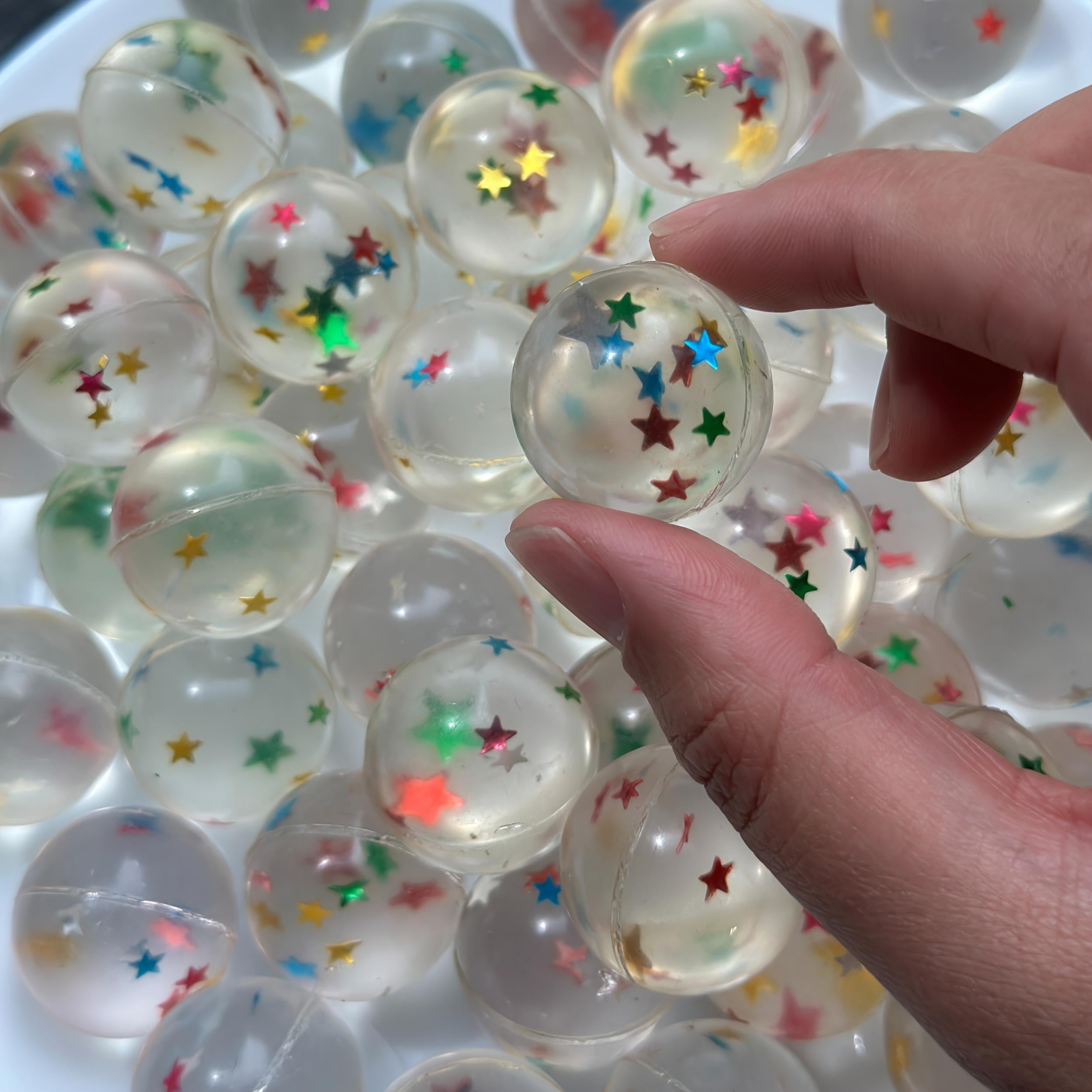 Colorful Star Sequin Bouncy Balls Mixed Colors Rubber for Fun Parties Events