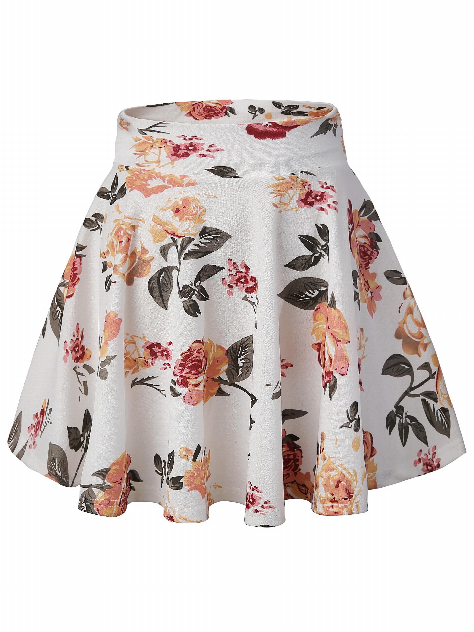 Floral Print Pleated Mini Skirt for Women