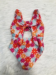 Girls Stripe Print One Piece Swimsuit Sleeveless Tankini