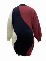 Colorblock Lantern Sleeve Sweater Dress