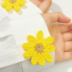 2pcs Yellow Daisy Button Covers No Sewing Required for Formal & Casual Shirts