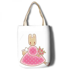 Marron Cream Rabbit Canvas Shoulder Bags for Women