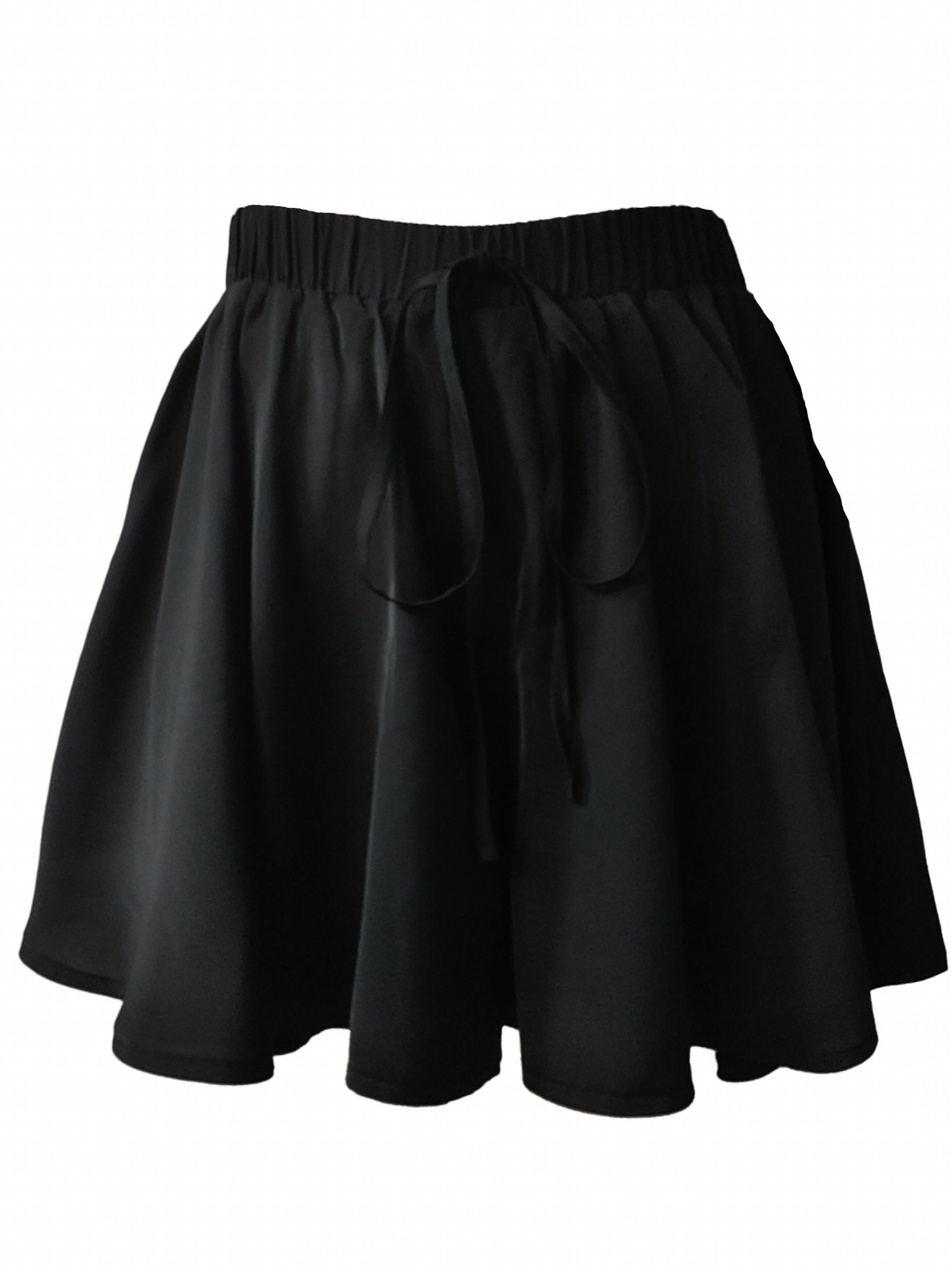 Solid Drawstring Flared Skort Casual Short Style Back Skort