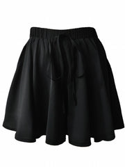 Solid Drawstring Flared Skort Casual Short Style Back Skort