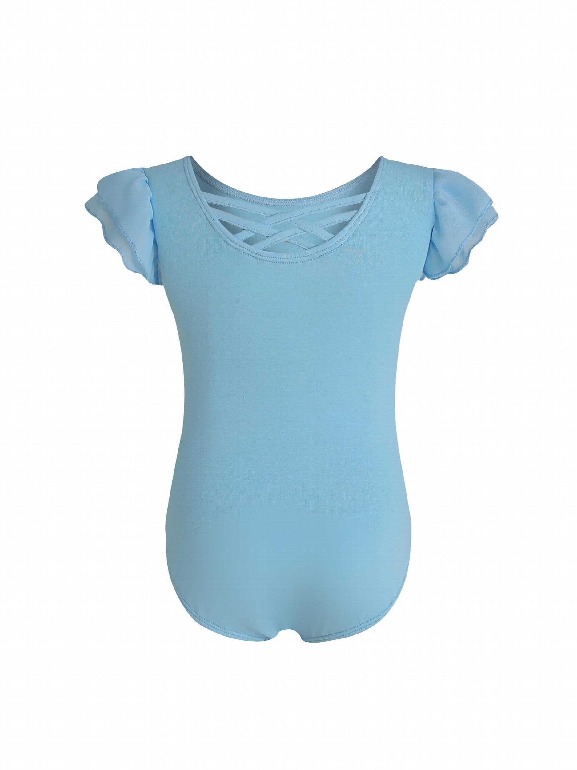 Girls Chiffon Ruffle Sleeve Leotard for Ballet Dancing