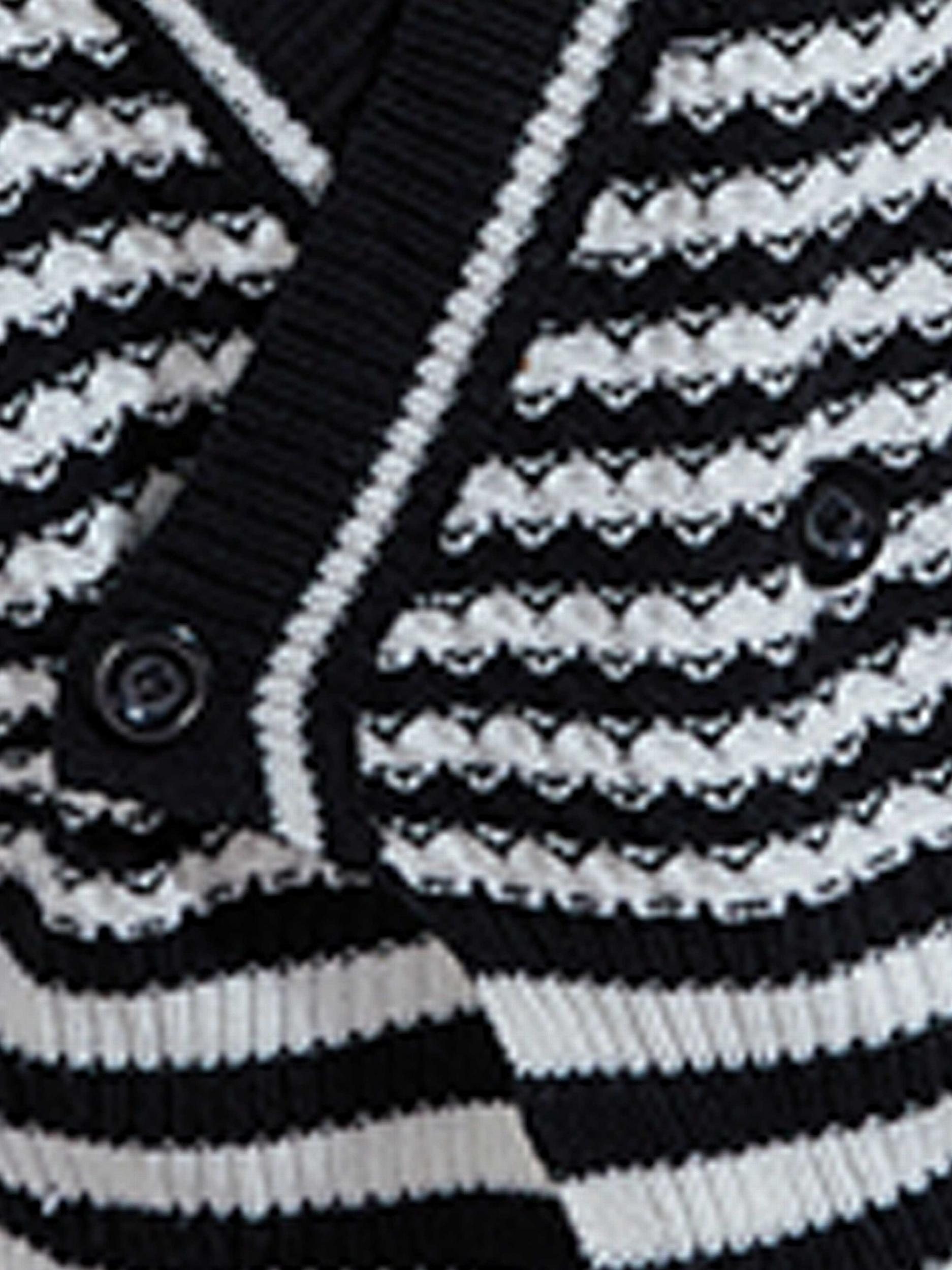 Striped V Neck Long Sleeve Knit Cardigan