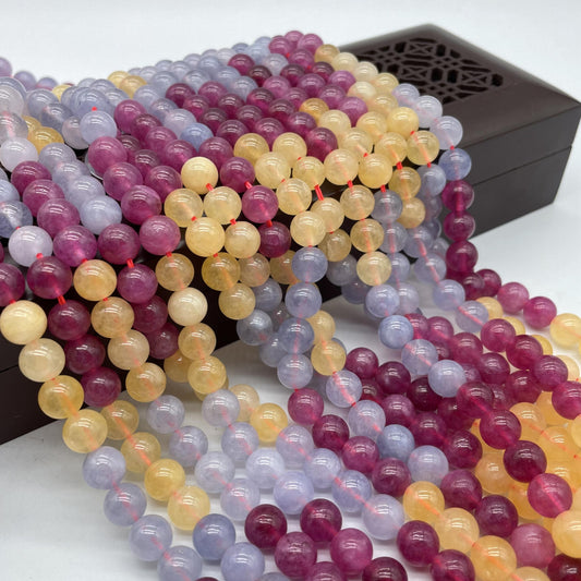 6mm Tricolor Crystal Aquamarine Citrine Pink Tourmaline Bar