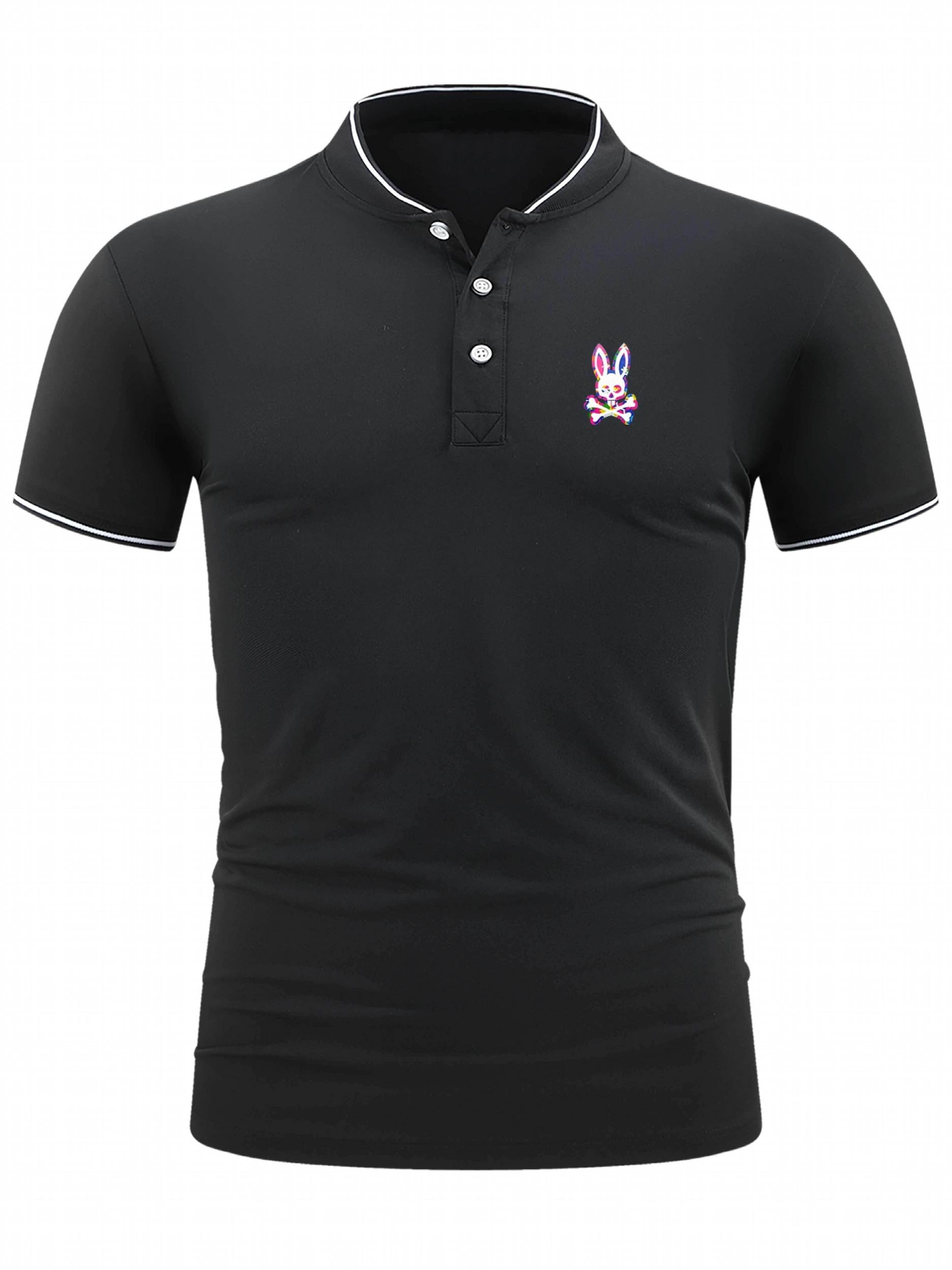 Men's Golf Shirt Bunny Ear Skull Print Short Sleeve