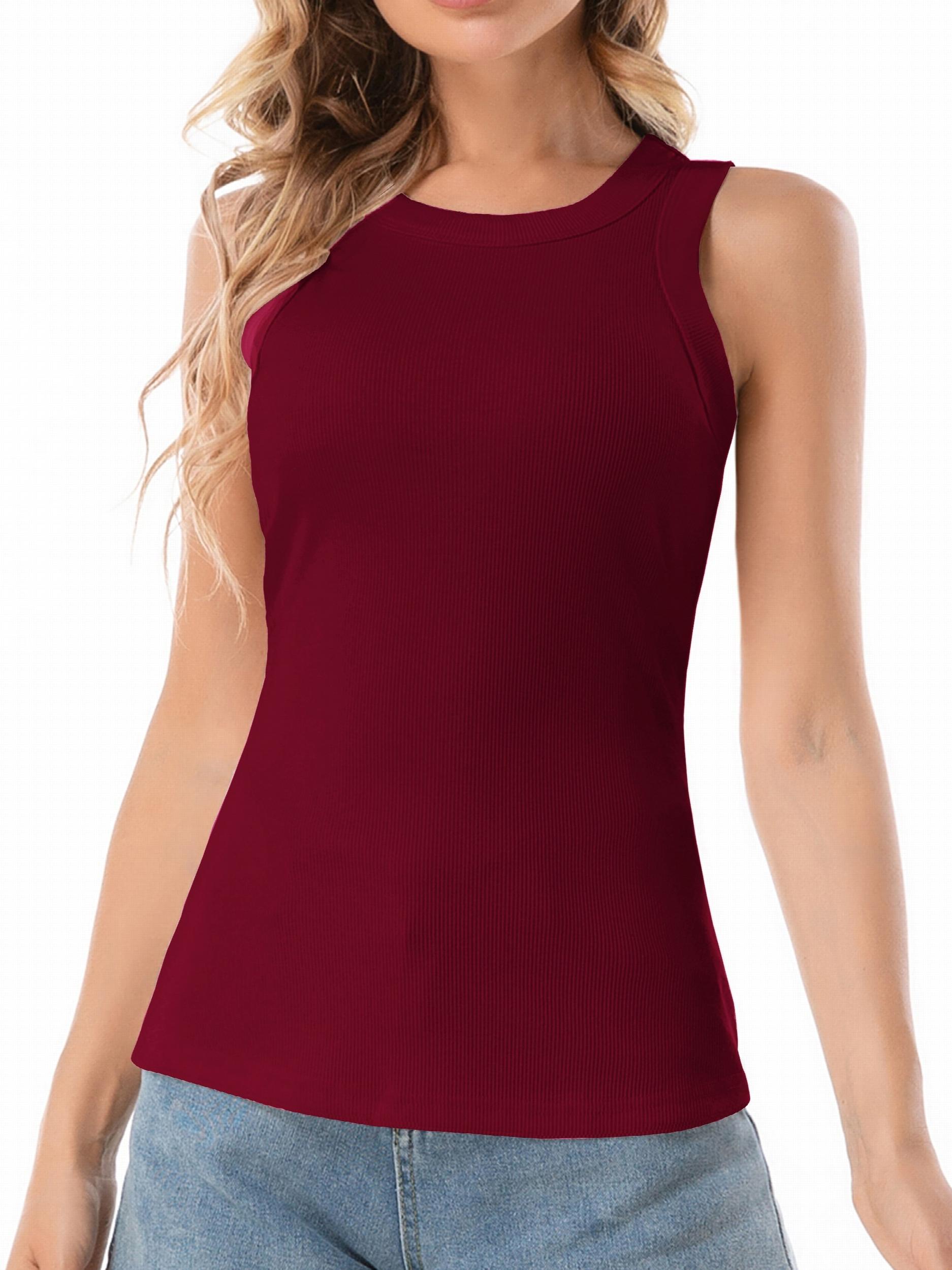 Ribbed Sleeveless Crew Neck Top for Women