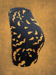 Halloween Graphic Print Elastic Waist Shorts
