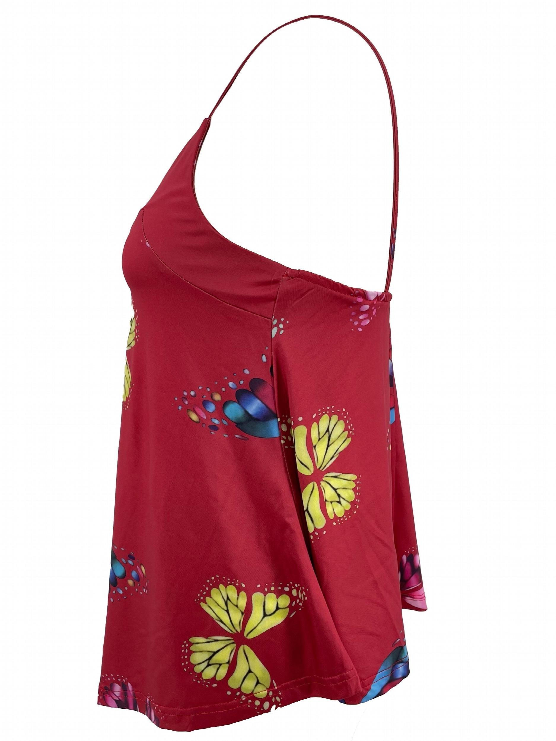 Women's Backless Butterfly Print Cami Top Sleeveless V Neck