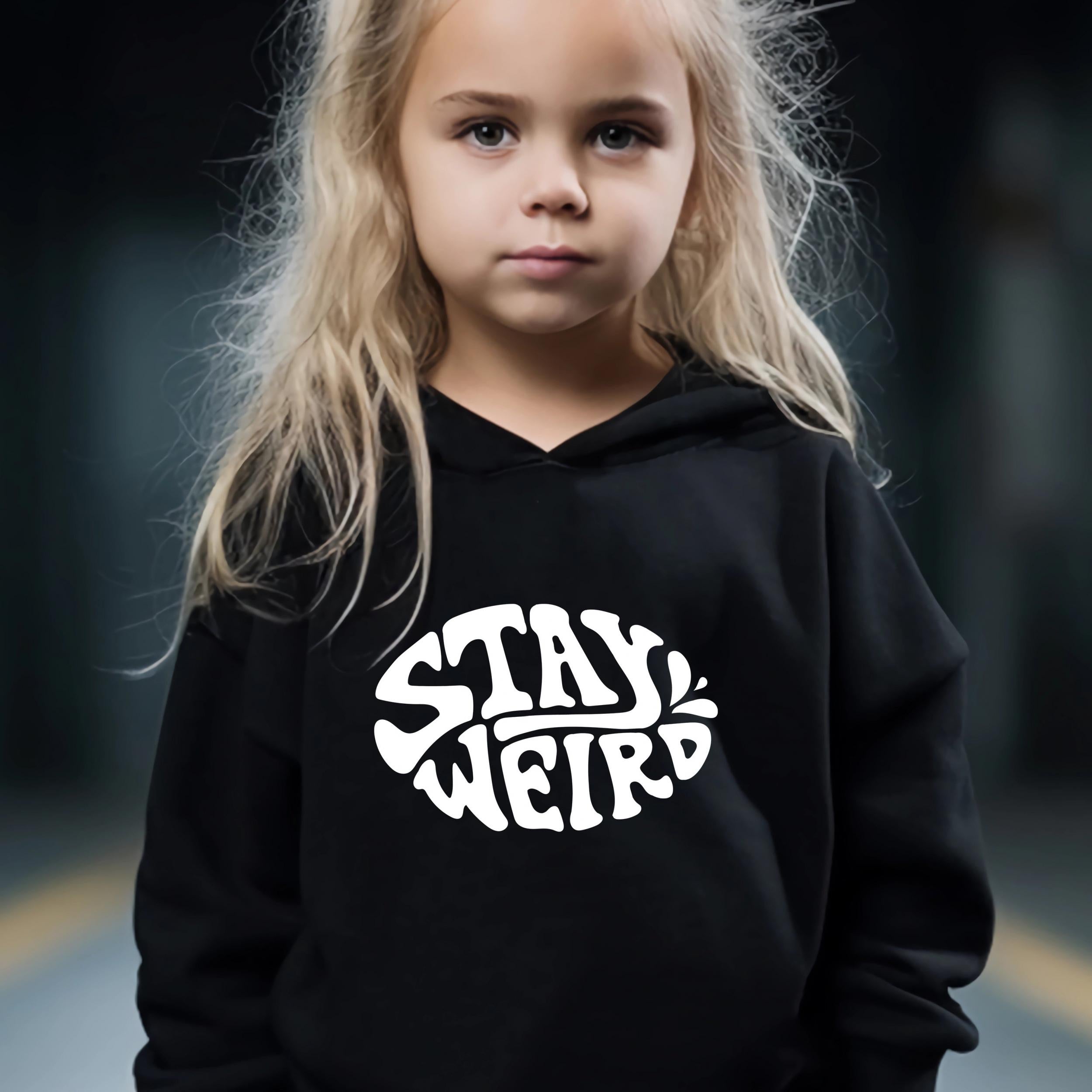 Stay Weird Pattern Hooded Sweatshirt Girls Hoodies Pullover & Sweatpants