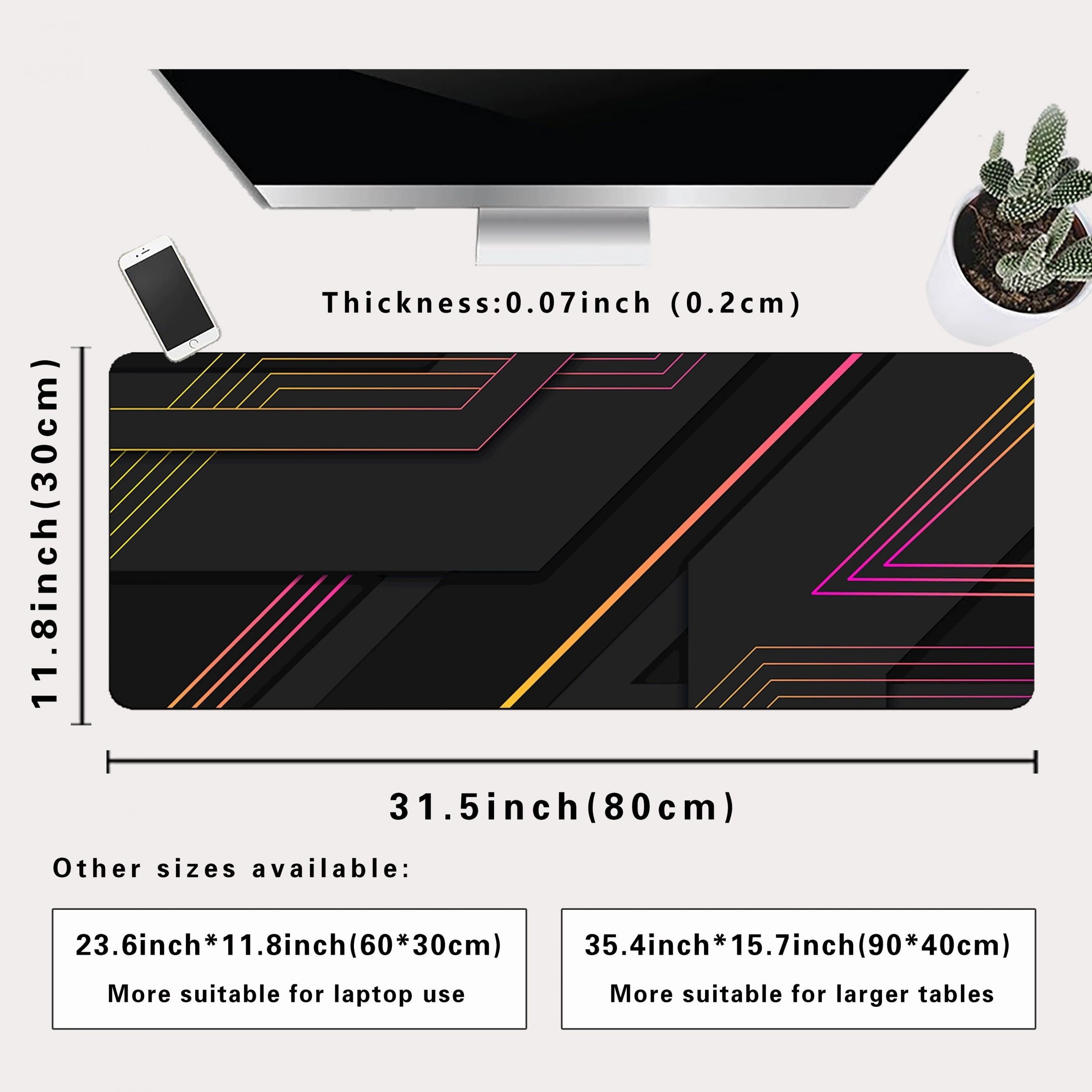 Geometric Stripe Model Mouse Pad Non slip Rubber Mouse Pad