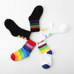 5 Pairs Boys Rainbow Knitted Crew Socks for Autumn Winter