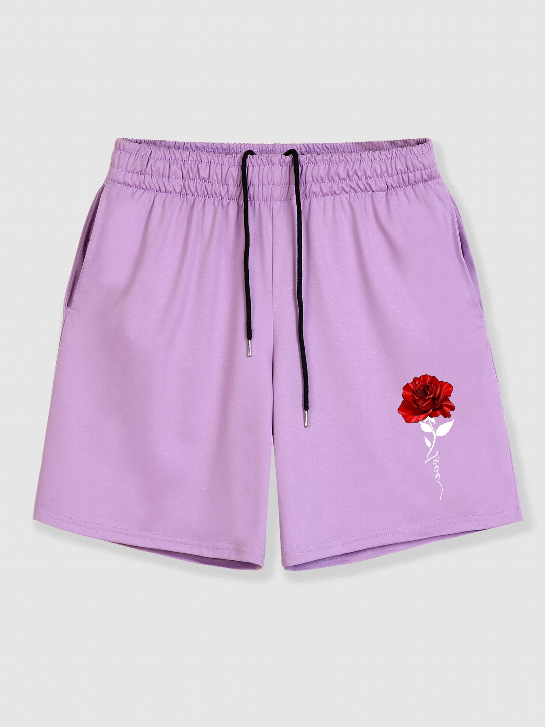 Men's Floral Print Drawstring Shorts for Summer