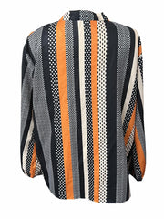 Casual Blouse Women's Plus Stripe & Dot Print Lantern Sleeve