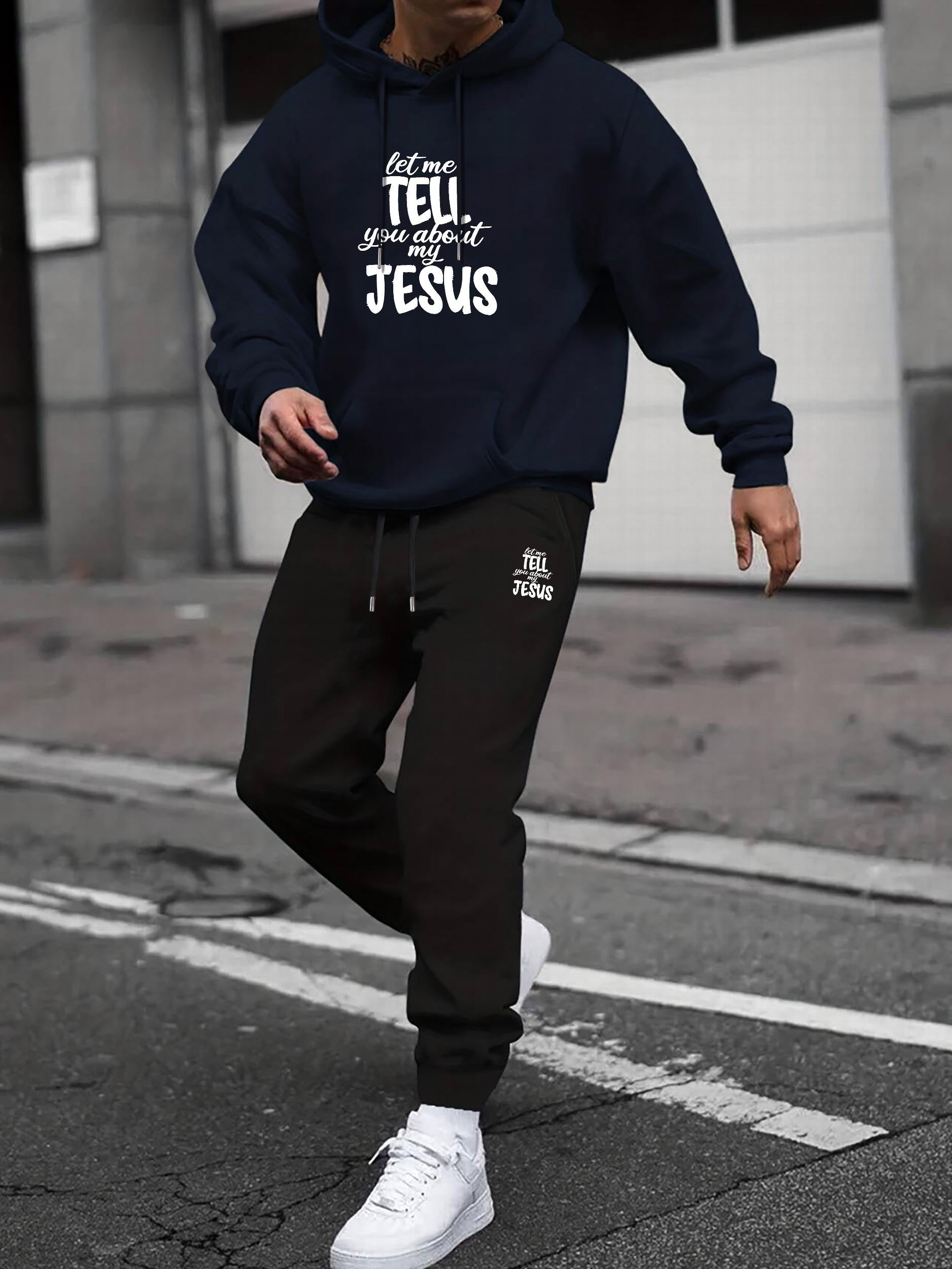 Men's Hooded Sweatshirt & Drawstring Sweatpants Set