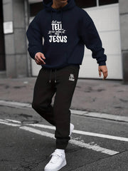 Men's Hooded Sweatshirt & Drawstring Sweatpants Set