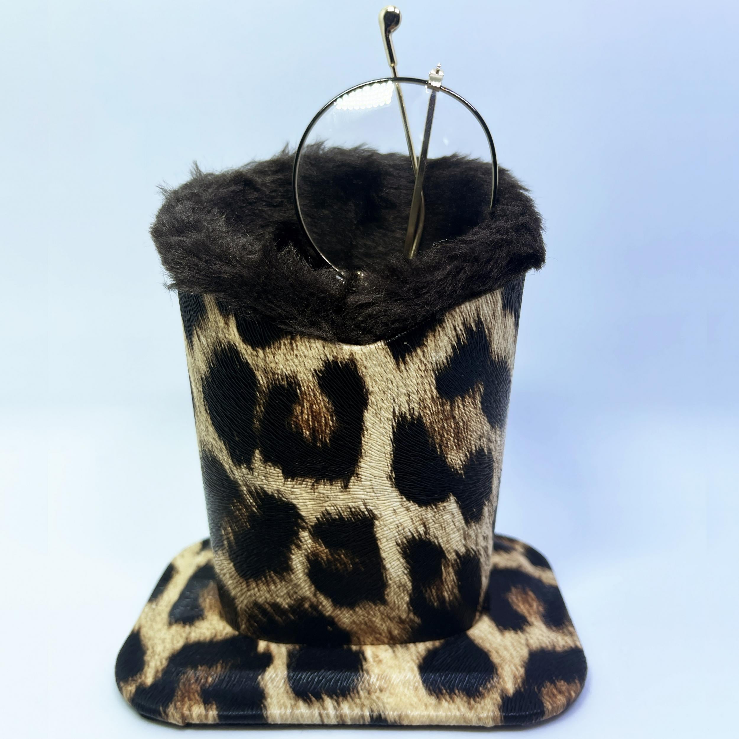Leopard Print Glasses Holder Plush Lined Case Sunglasses Storage Container