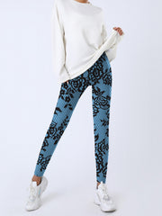 Floral Print Skinny Sports Leggings Elastic Waist Yoga Leggings