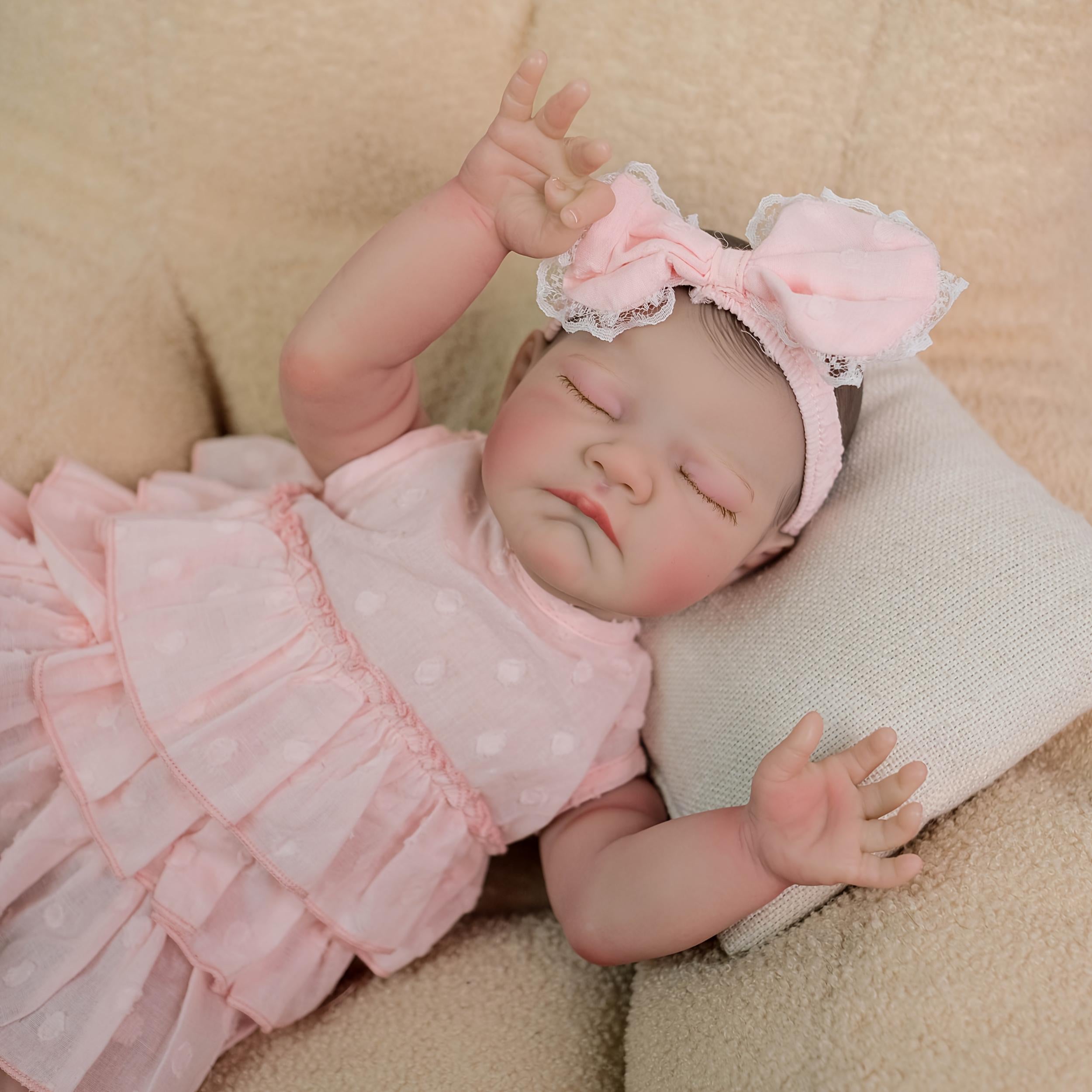 Adorable Reborn Girl Doll 19 Soft Vinyl & Fabric Hand Painted Hair Doll Girl