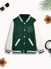 Unisex Kid's Varsity Jacket Zip Pockets for Boys & Girls