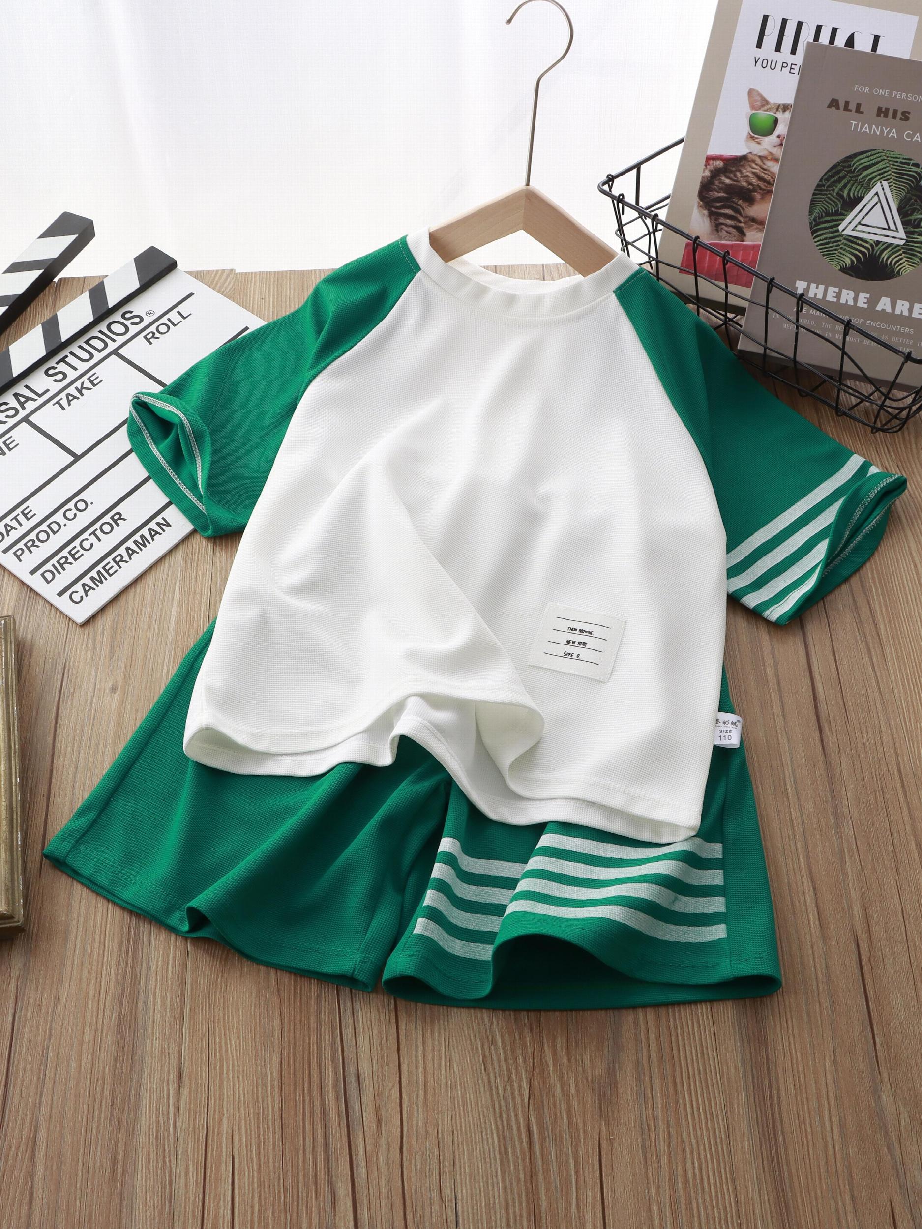 2pcs Boys Round Neck T shirt & Shorts Summer Sports Clothing