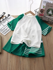 2pcs Boys Round Neck T shirt & Shorts Summer Sports Clothing