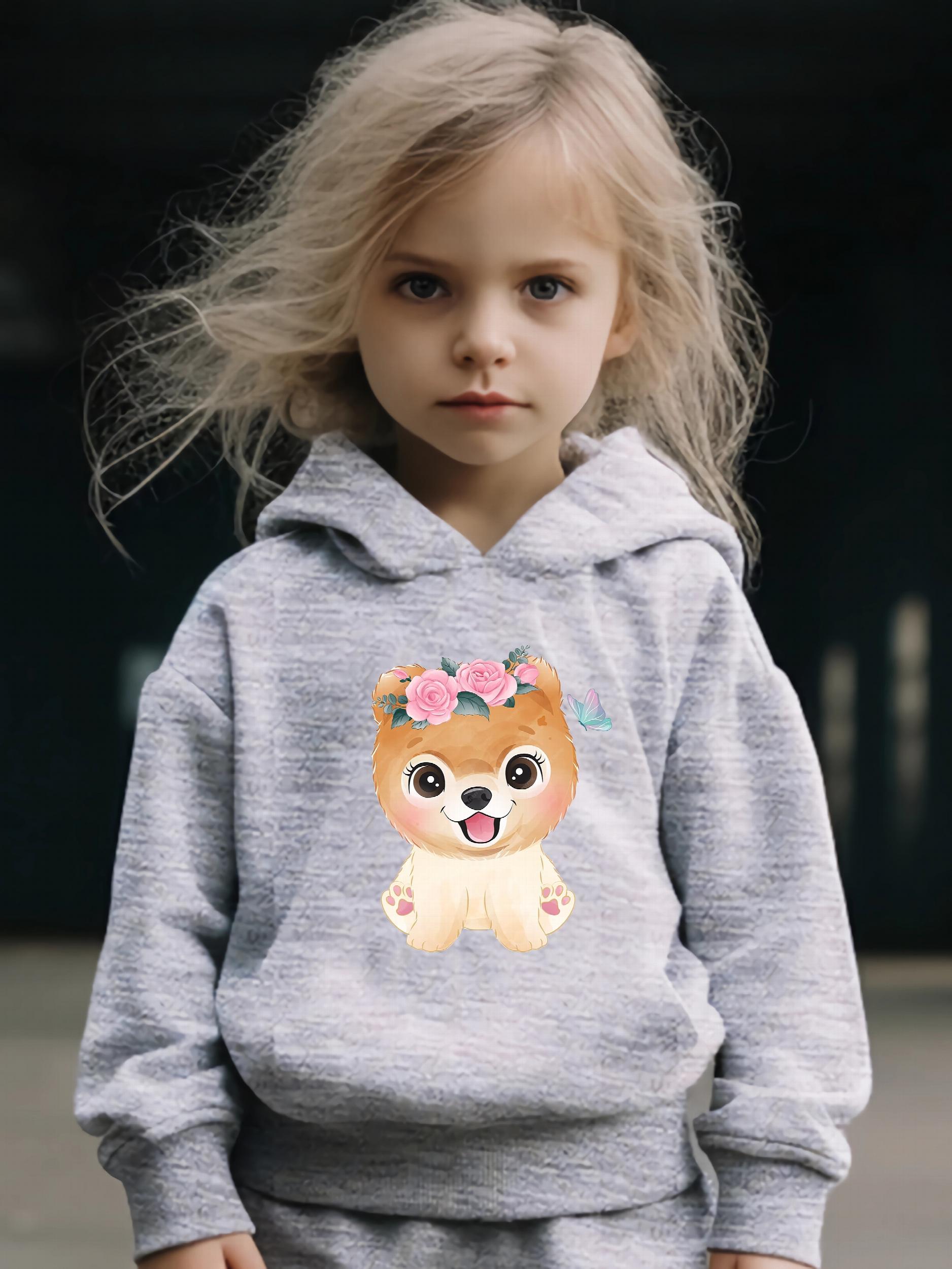 Flower Puppy Print 2pcs Girls Outfits For Sports Spring Fall Outdoor Gift