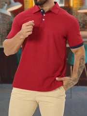 Men's Short Sleeve Lapel Shirt for Summer Golf
