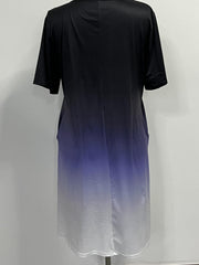 Women's Plus Ombre Print Short Sleeve Round Neck Pleated Dress