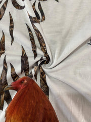 Rooster Pattern Print Men's Short Sleeve Comfy T shirt Graphic Tee