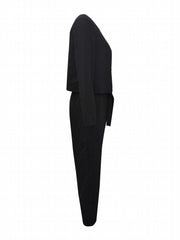 Casual Two piece Set Crew Neck Long Sleeve Tops & Wide Leg Pants