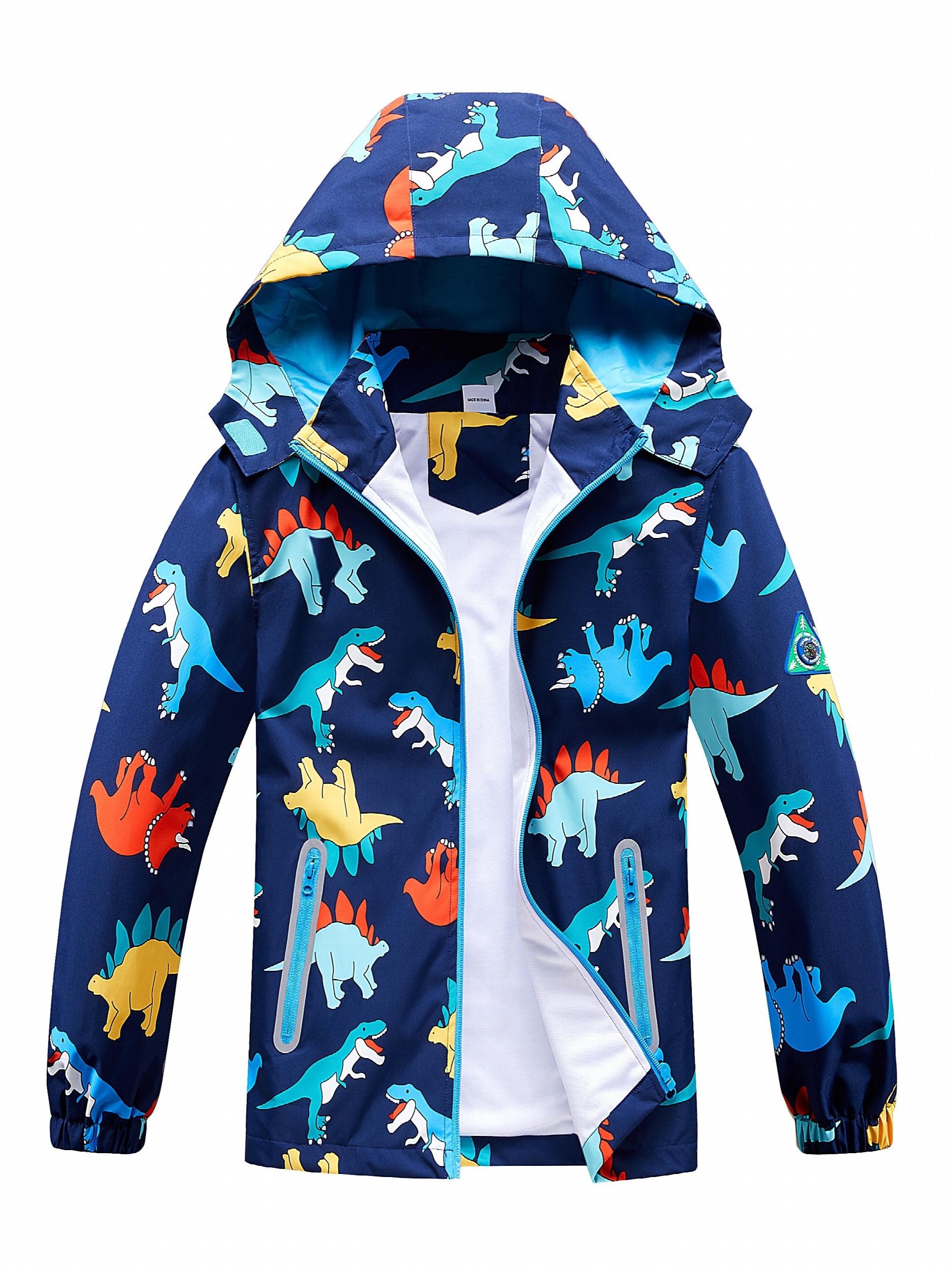Boys Plant Print Lightweight Jacket with Detachable Hood