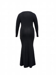 Maxi Mermaid Dress Square Neck Long Sleeve