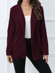 Corduroy Slim Blazer Coat Casual Solid Long Sleeve Loose Fall Winter Blazer