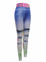 Printed Faux Jeans Yoga Leggings High Stretch