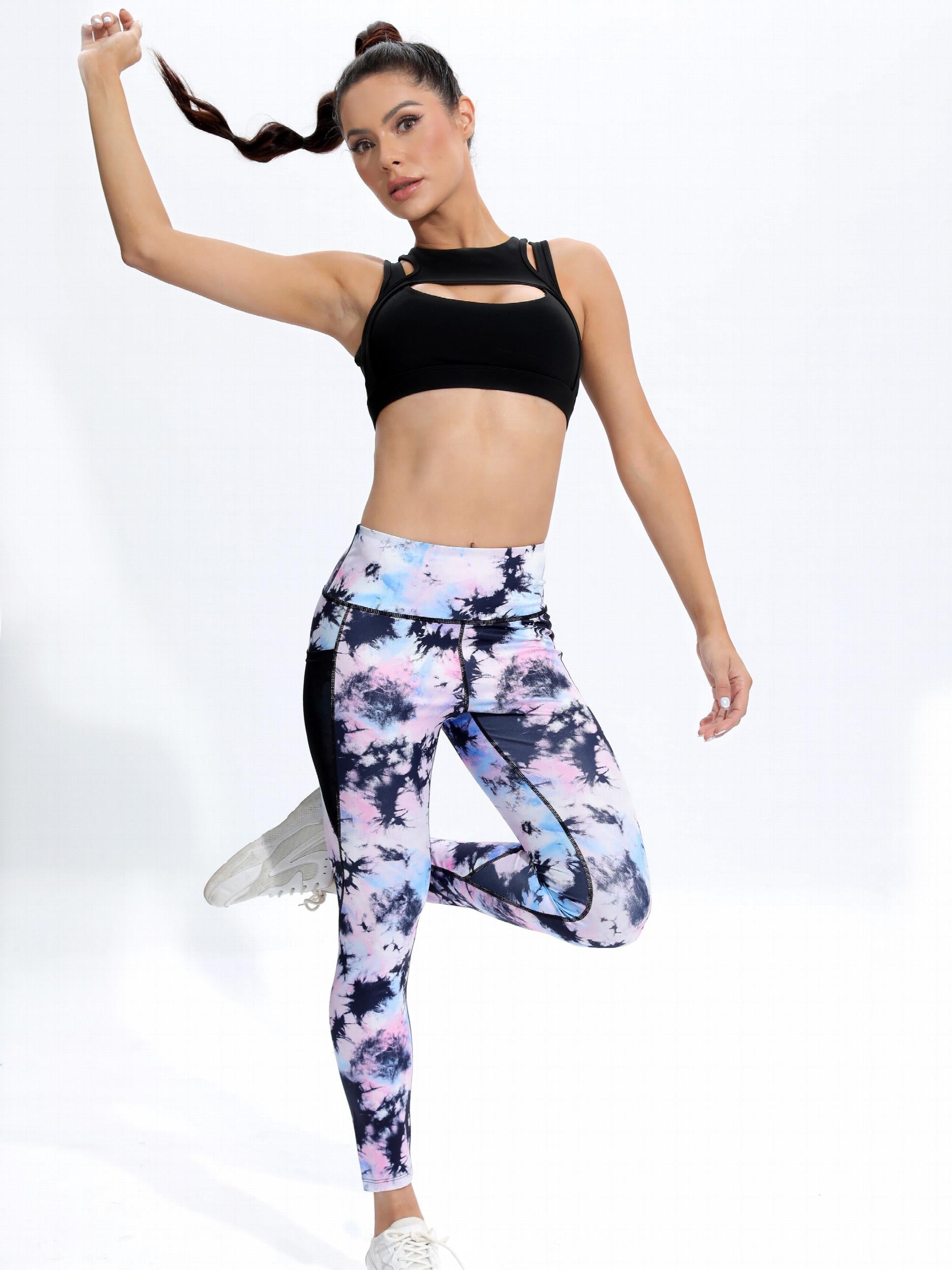 Tie Dye High Waist Yoga Pants Pocket Quick Dry Butt Lift Yoga Leggings