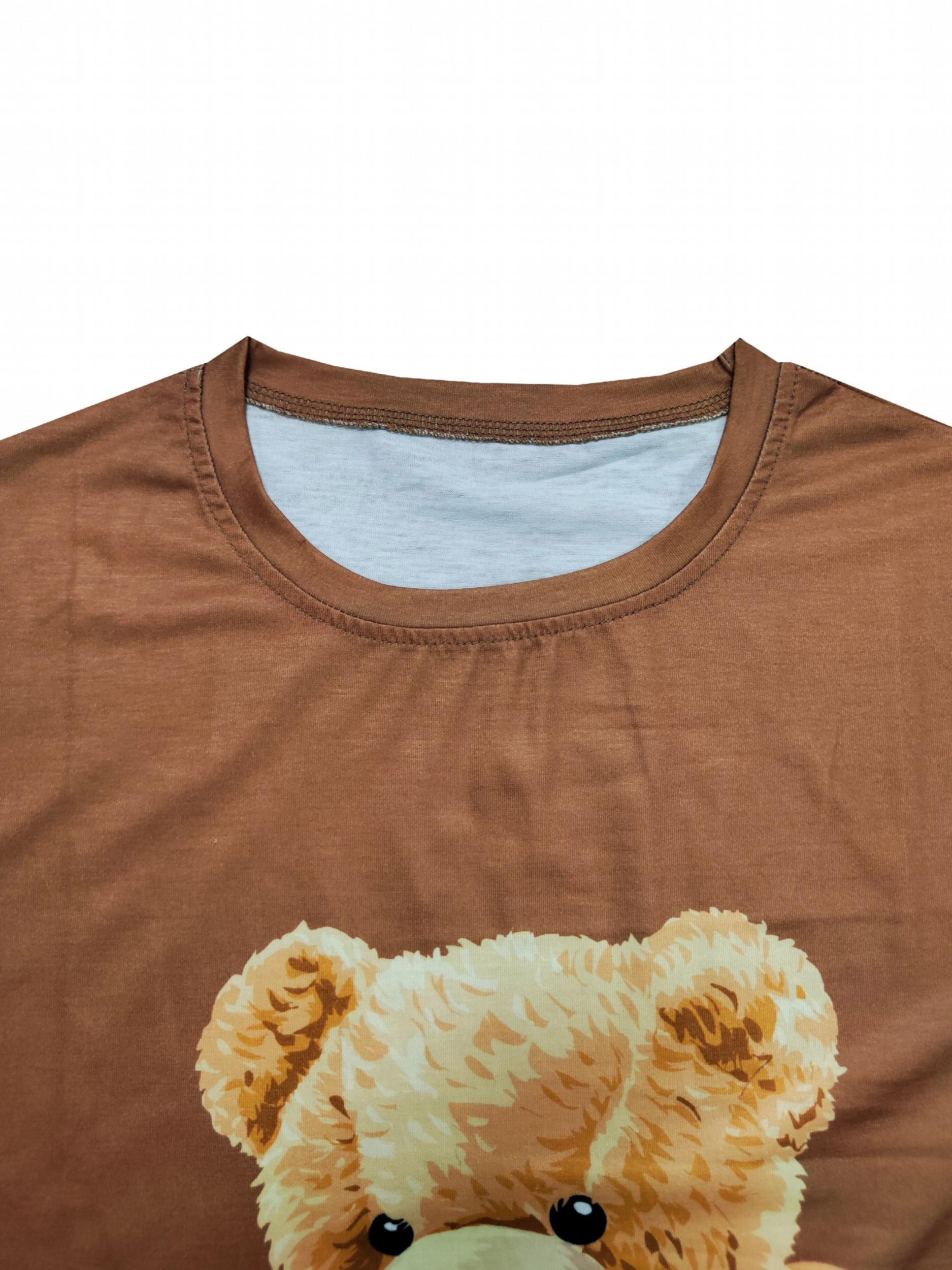 Bear Pattern Print Men's Short Sleeve T-shirt Graphic Tee Men's Summer Clothes