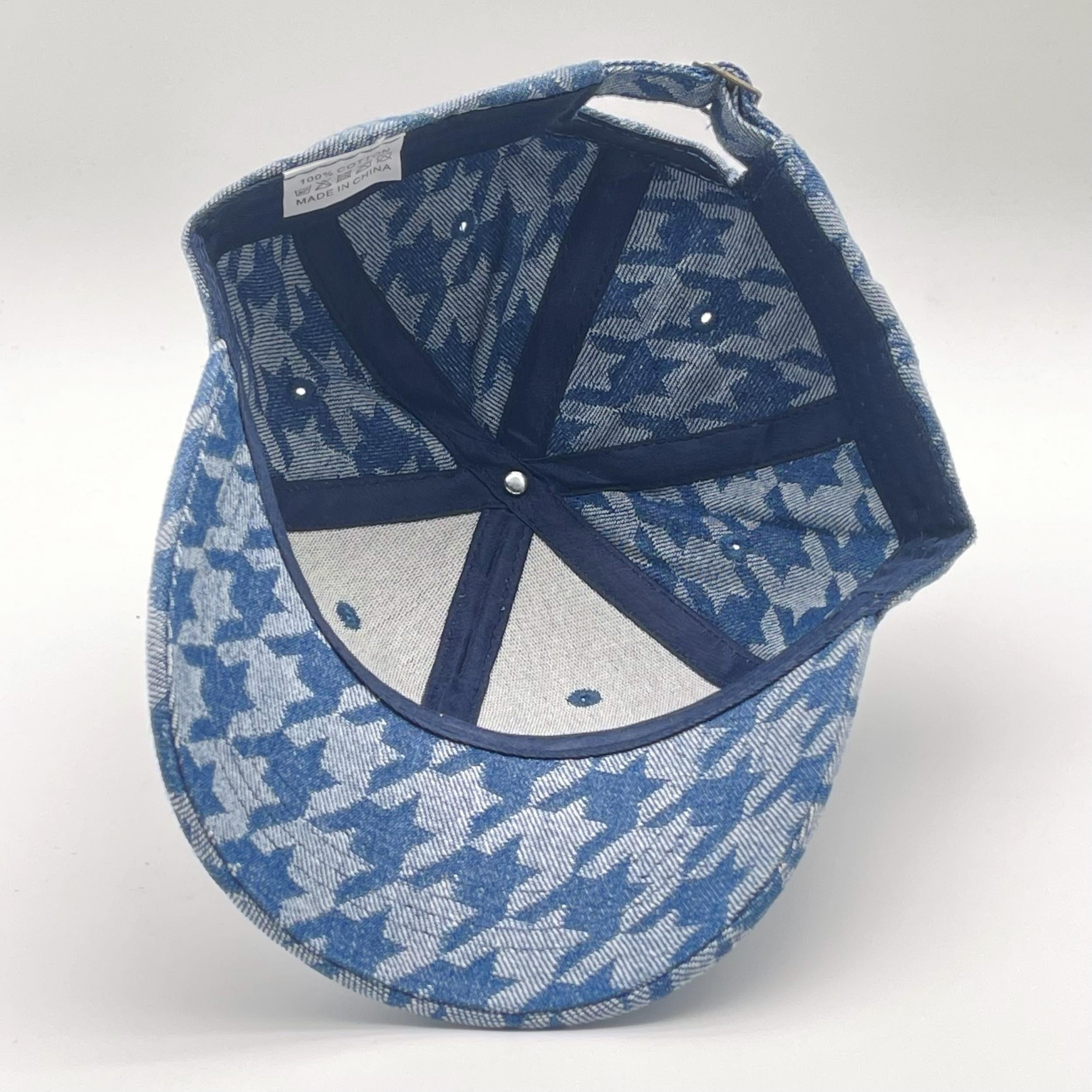 Houndstooth Baseball Cap Distressed Dad Hat Hip Hop Sun Hat