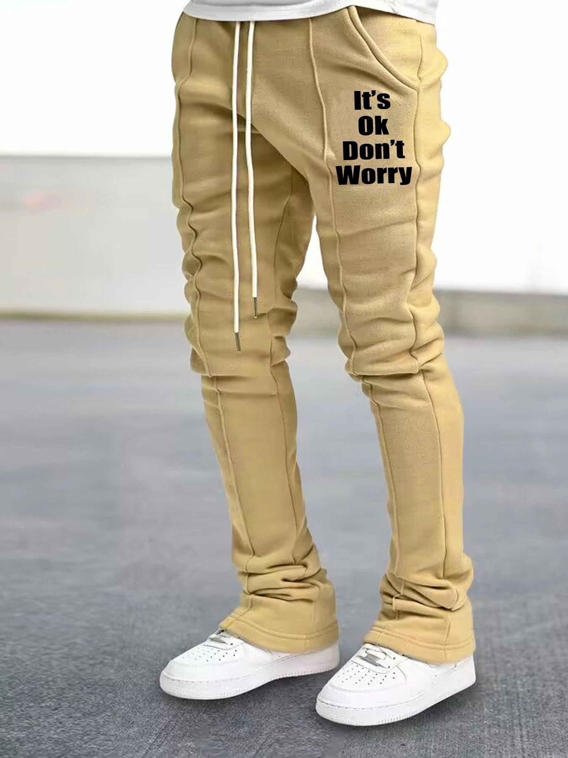 Men's Casual Sweatpants V Butterfly Graphic Pocket Elastic Waist Drawstring Flar
