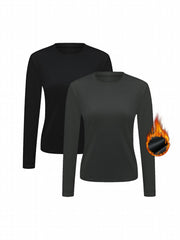 Solid Thermal Top Long Sleeve Round Neck Warm Comfortable Women's Clothing
