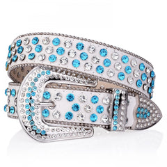 Silvery & PU Belt Block Rhinestone Decor Y2K Belt Hip Hop Jeans Pants Belt