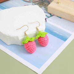 Strawberry Dangle Earrings Stainless Steel Ear Pin